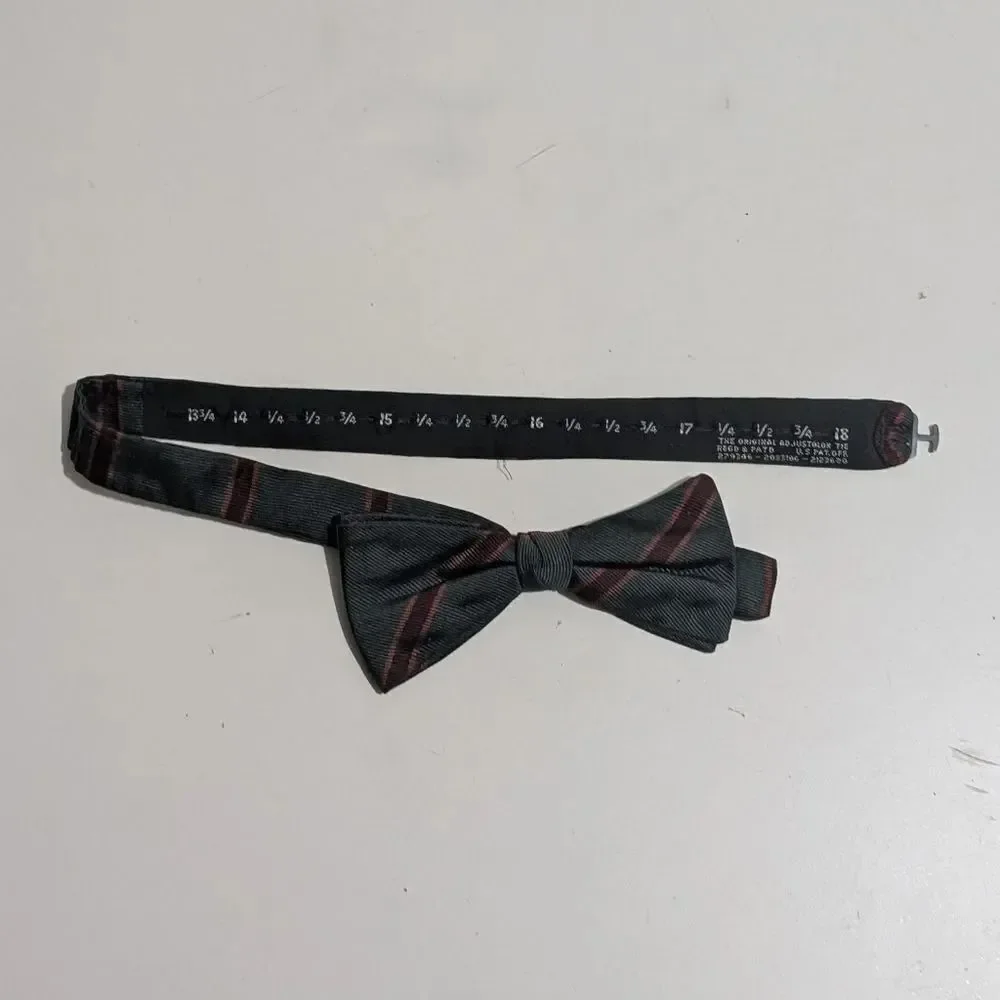 All Silk Adjustable Stripe Bow Tie Bowtie
